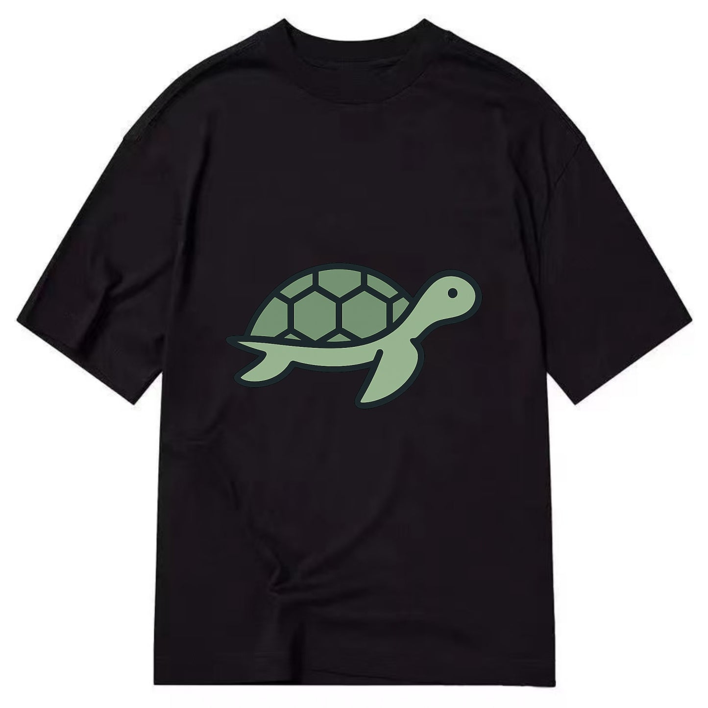 Sea Turtle - Green with shell pattern flat side profile - Classic T-shirt - Black