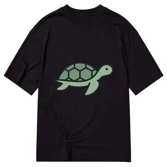 Sea Turtle - Green with shell pattern flat side profile - Classic T-shirt - Black