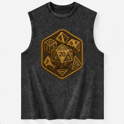 Dice set for tabletop gaming - RPG enthusiast - Vintage Washed Tank - Black