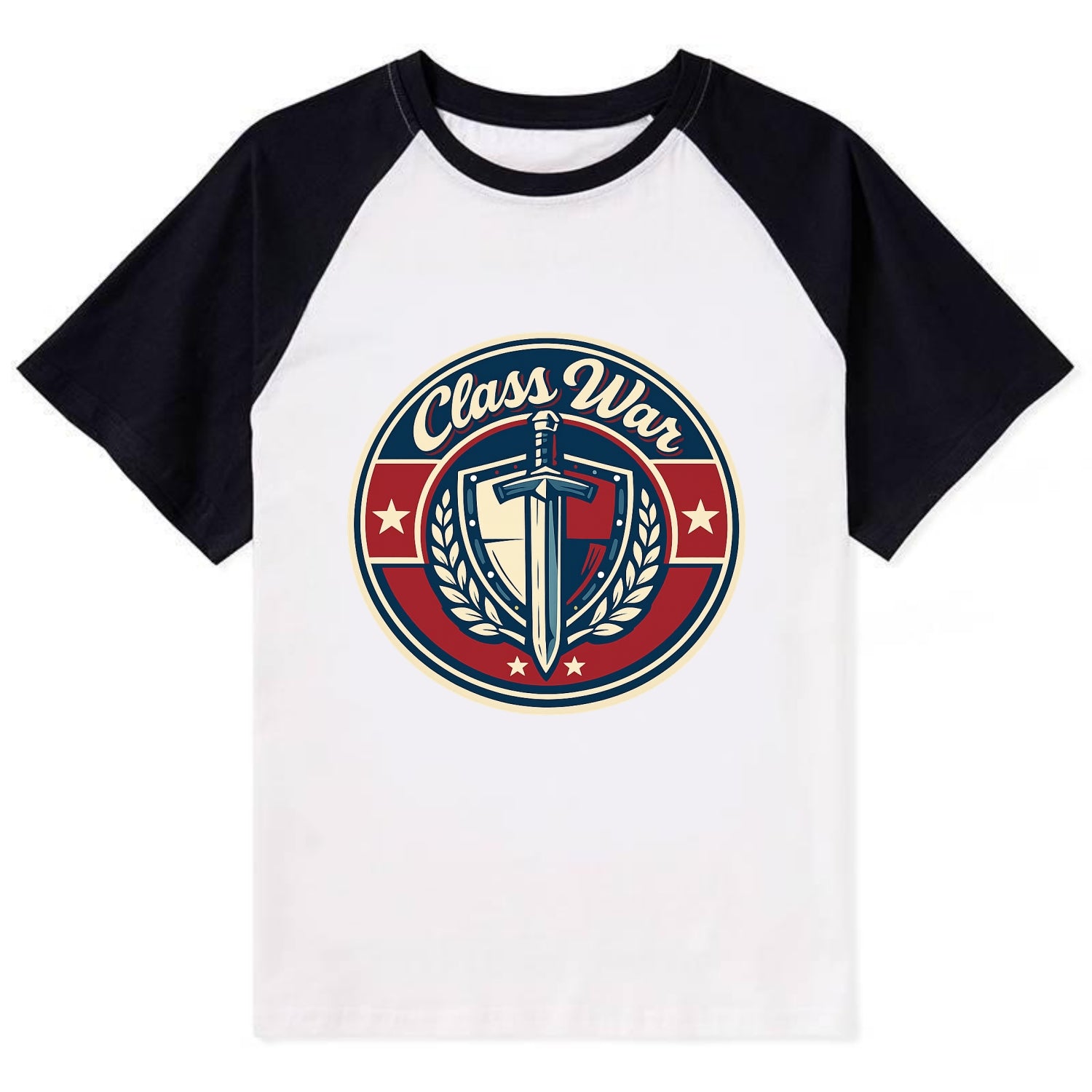 class war - Contrast Raglan T-shirt - Black