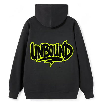 Bold typography design - "UNBOUND" - without limits, free from constraints - Classic Pullover Hoodie - Black