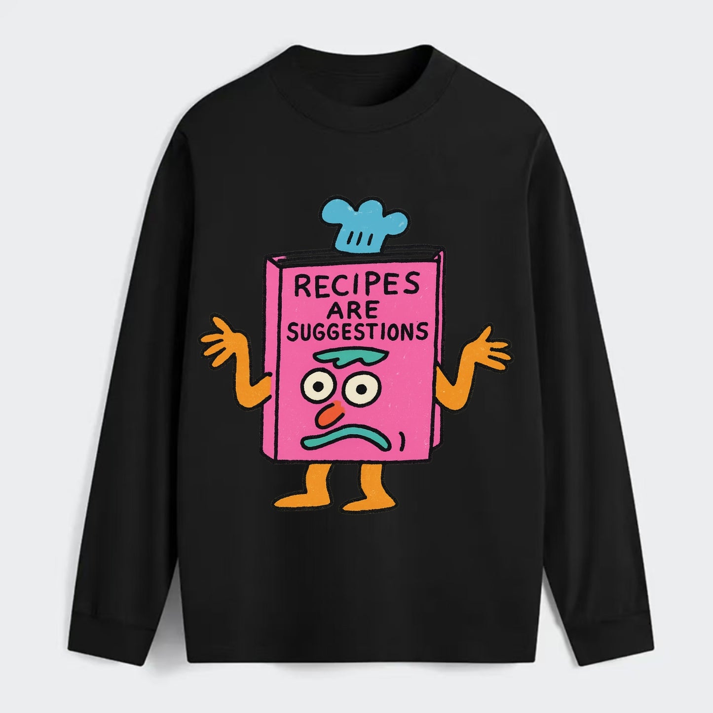 RECIPES ARE SUGGESTIONS | Cookbook shrugging - Classic Long Sleeve Shirt - Black
