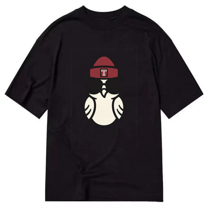 Philadelphia Owl wearing Temple beanie with T patch - Classic T-shirt - Black