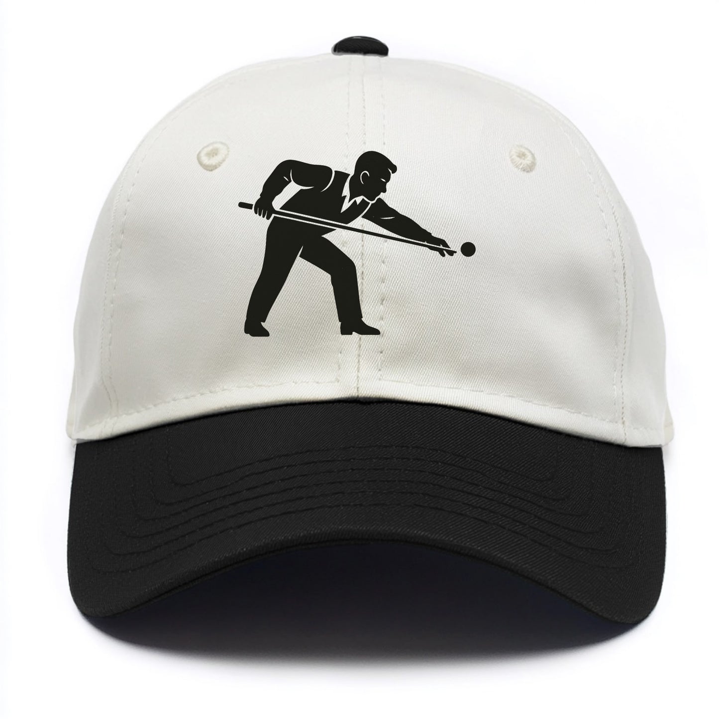 Pool player lining up shot - Two Tone Cap - Black