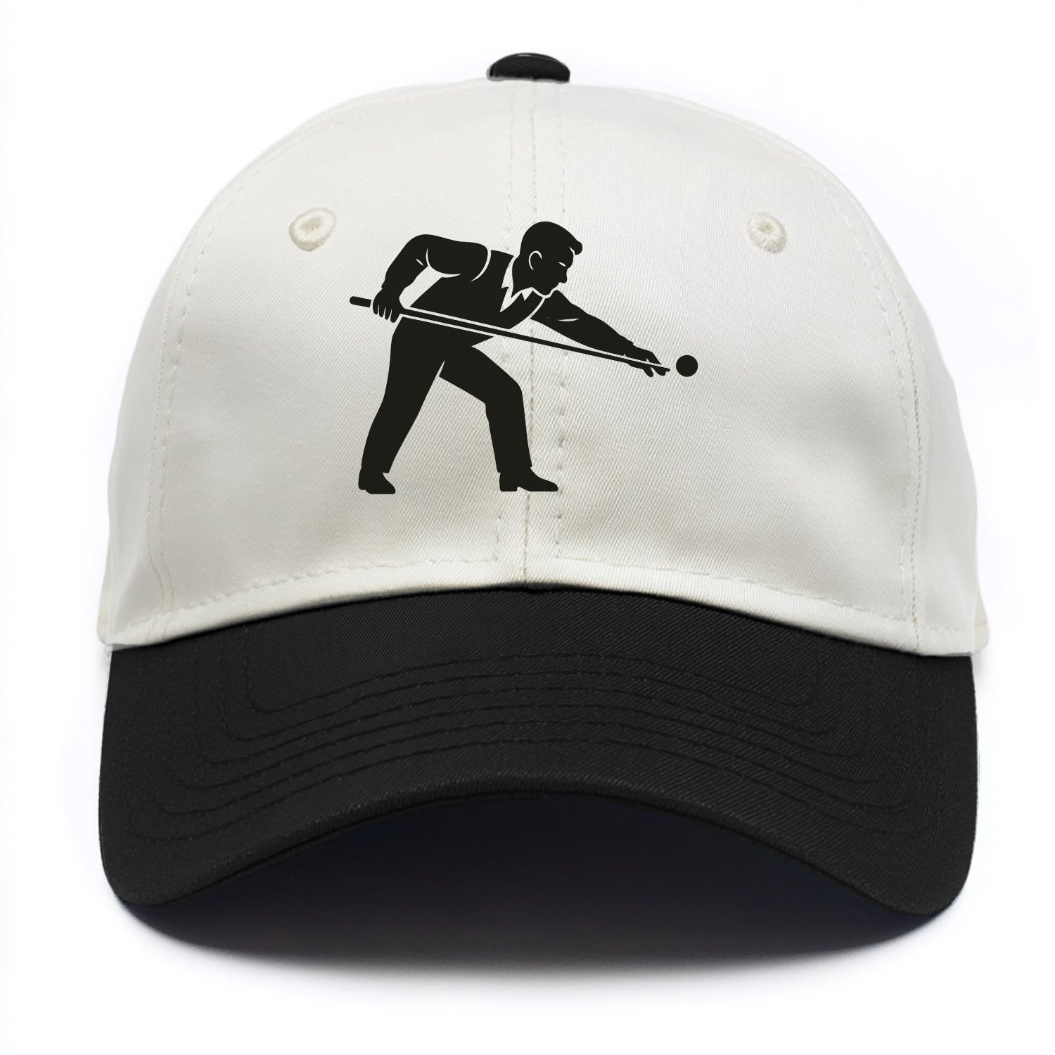 Pool player lining up shot - Two Tone Cap - Black
