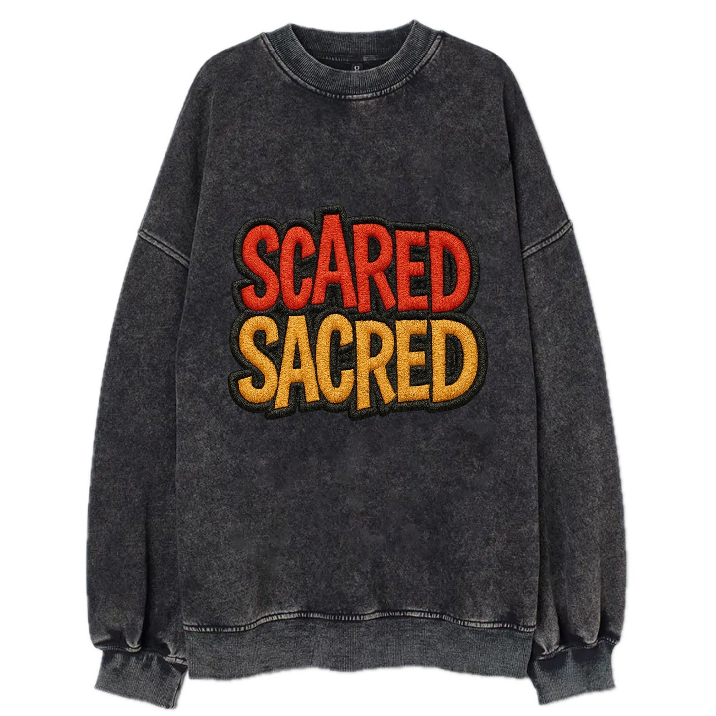 SCARED;SACRED JOURNEY Spiritual Purple Hat - Vintage Sweatshirt - Black