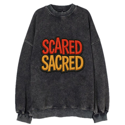 SCARED;SACRED JOURNEY Spiritual Purple Hat - Vintage Sweatshirt - Black