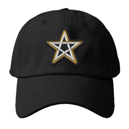 PENTAGRAM STAR - five point star in silver , protection - Baseball Cap For Big Heads - Black