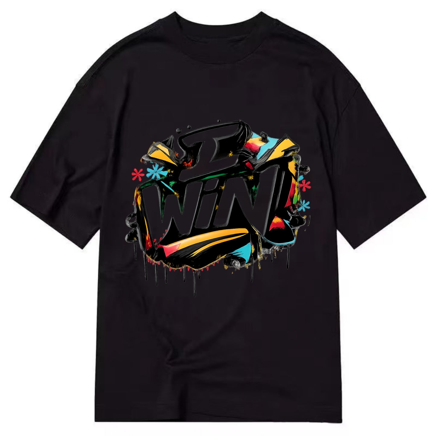 Bold typography design - "I WIN" - victory mindset, winning - Classic T-shirt - Black