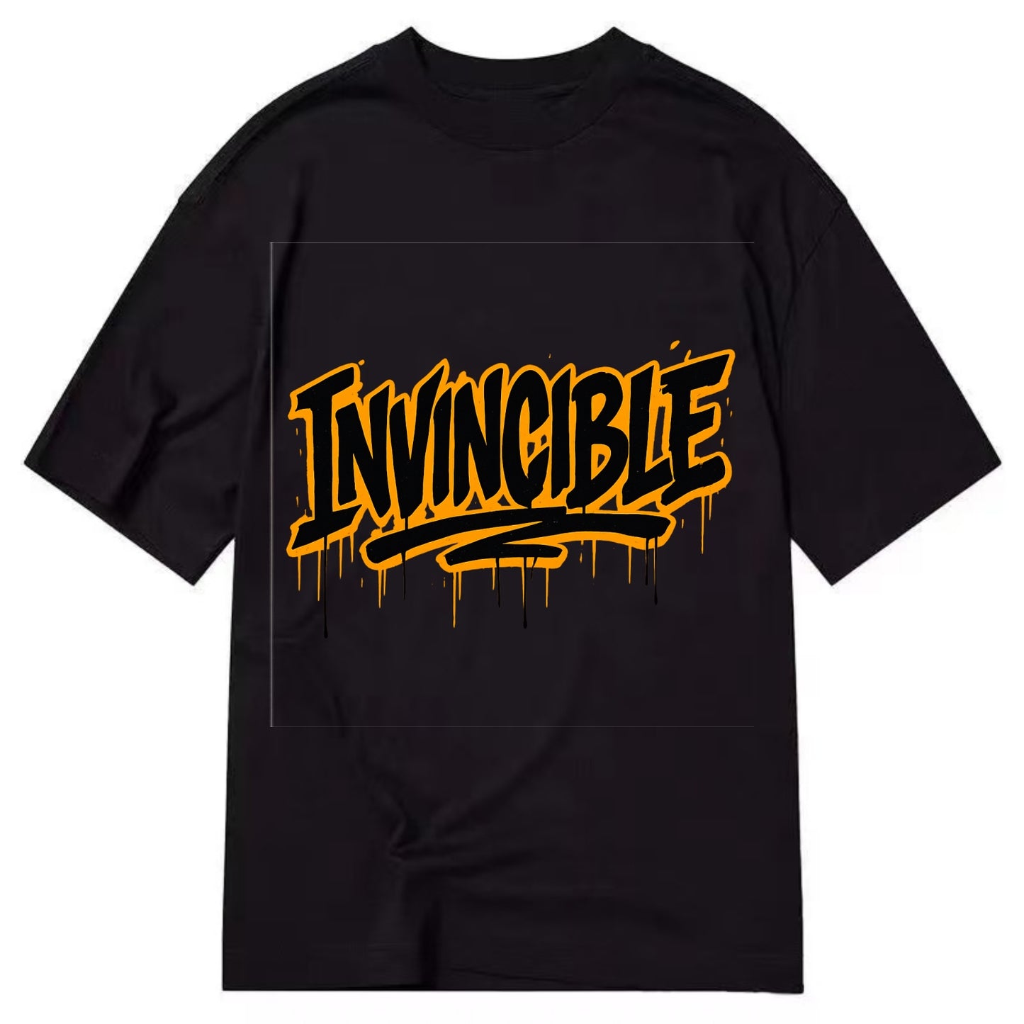 Bold typography design - "INVINCIBLE" - cannot be defeated, unconquerable - Classic T-shirt - Black