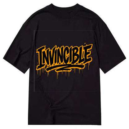 Bold typography design - "INVINCIBLE" - cannot be defeated, unconquerable - Classic T-shirt - Black