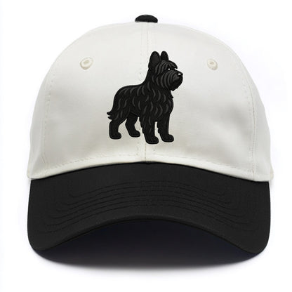 Briard - Black wavy coat embroidered herding pose - Two Tone Cap - Black