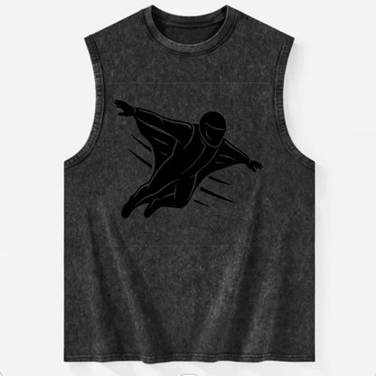 Wingsuit flyer gliding - Vintage Washed Tank - Black
