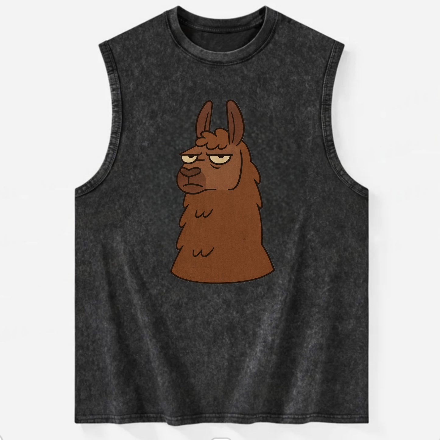 The Llama Judging Silently - Vintage Washed Tank - Black