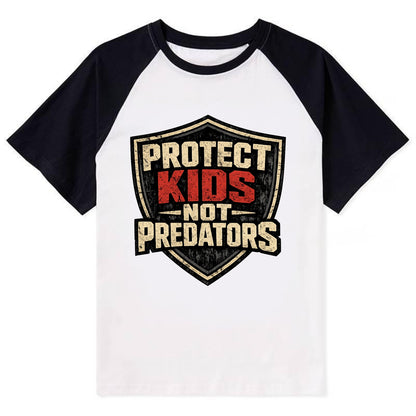 Protect Kids Not Predators - Contrast Raglan T-shirt - Black