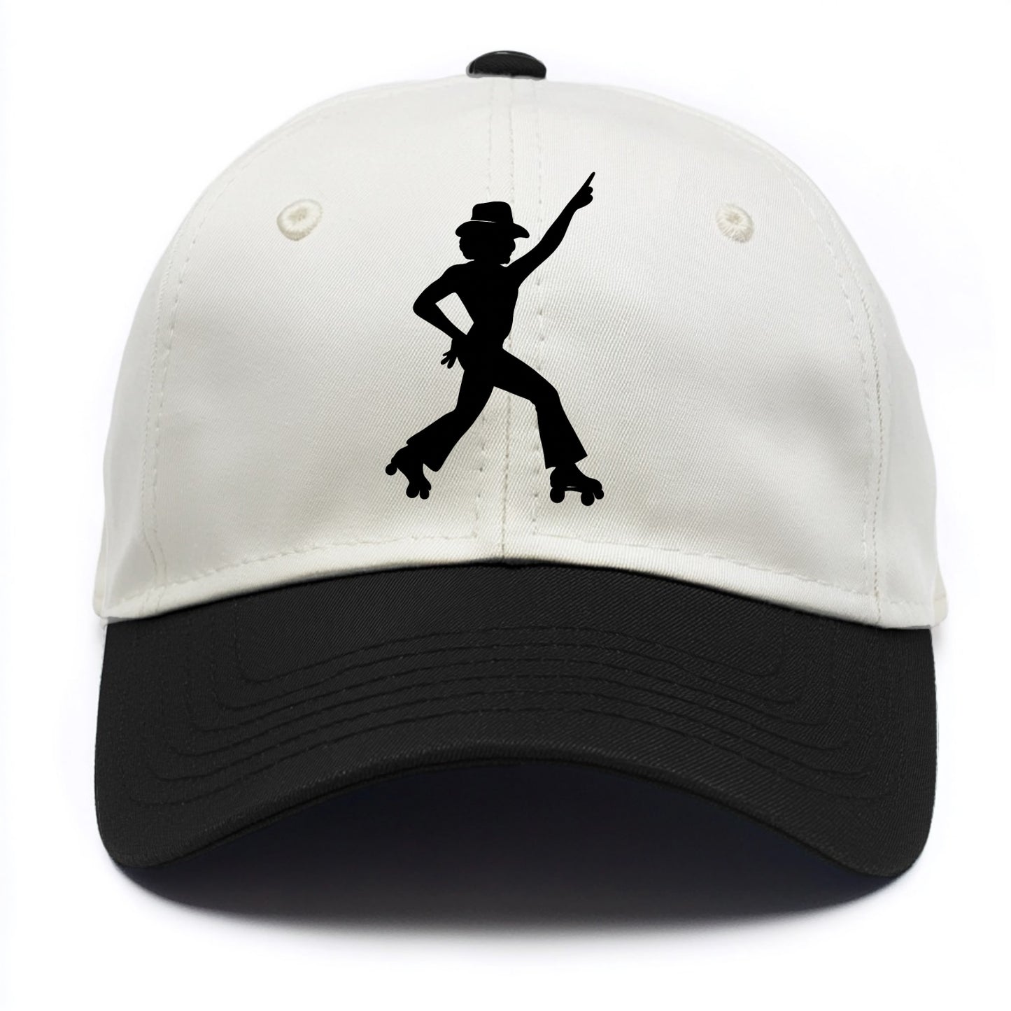 Retro roller skater in disco pose - Two Tone Cap - Black