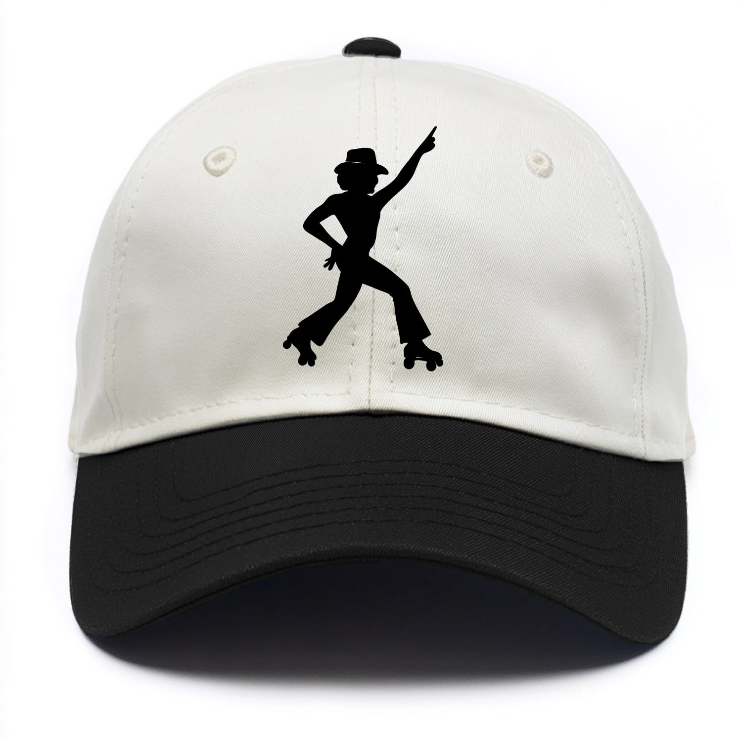 Retro roller skater in disco pose - Two Tone Cap - Black