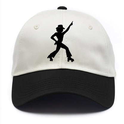 Retro roller skater in disco pose - Two Tone Cap - Black