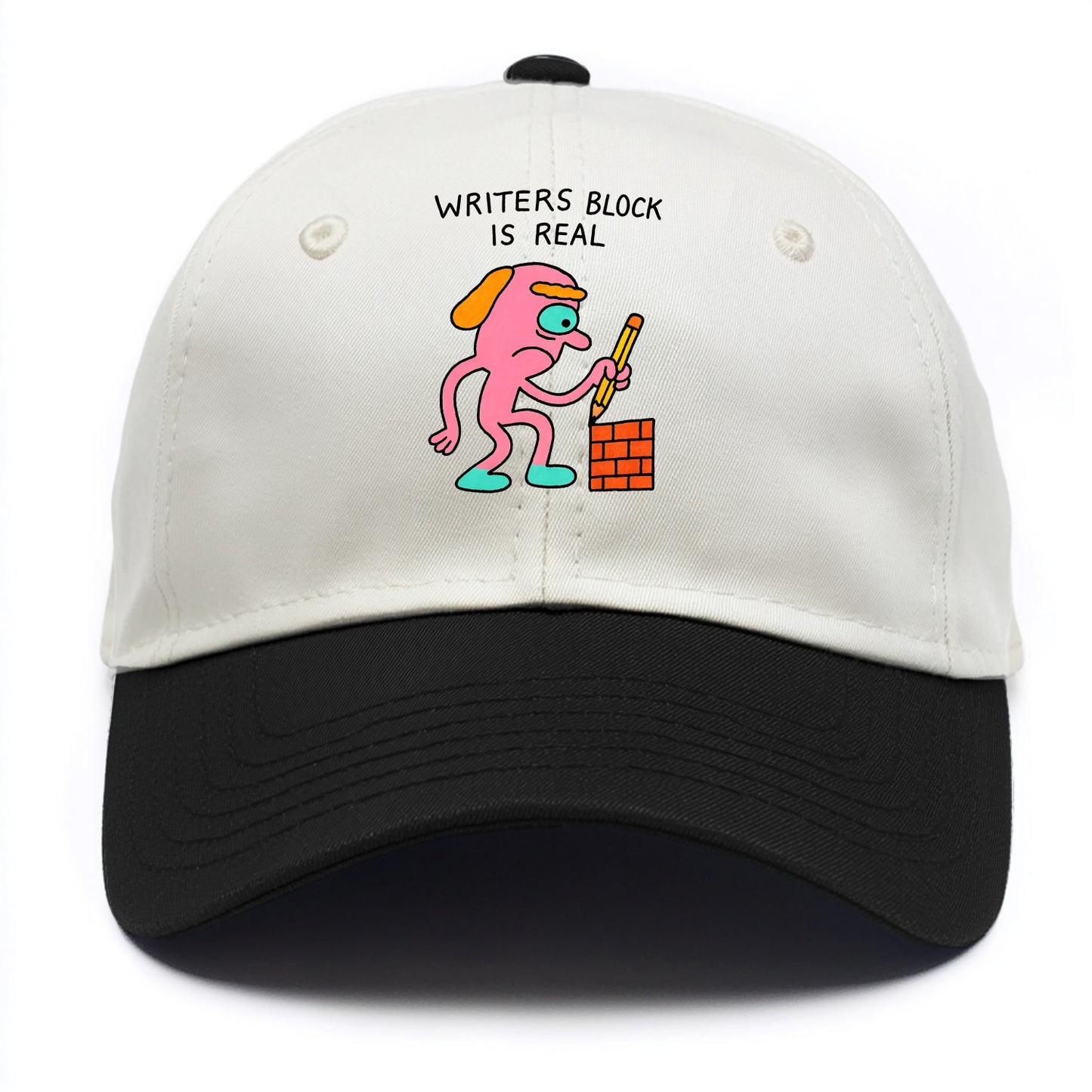 WRITERS BLOCK IS REAL | Brick wall with pencil - Two Tone Cap - Black