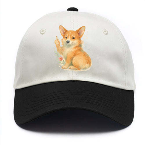Corgi short legs and fluffy butt, one stubby paw up with sass - Two Tone Cap