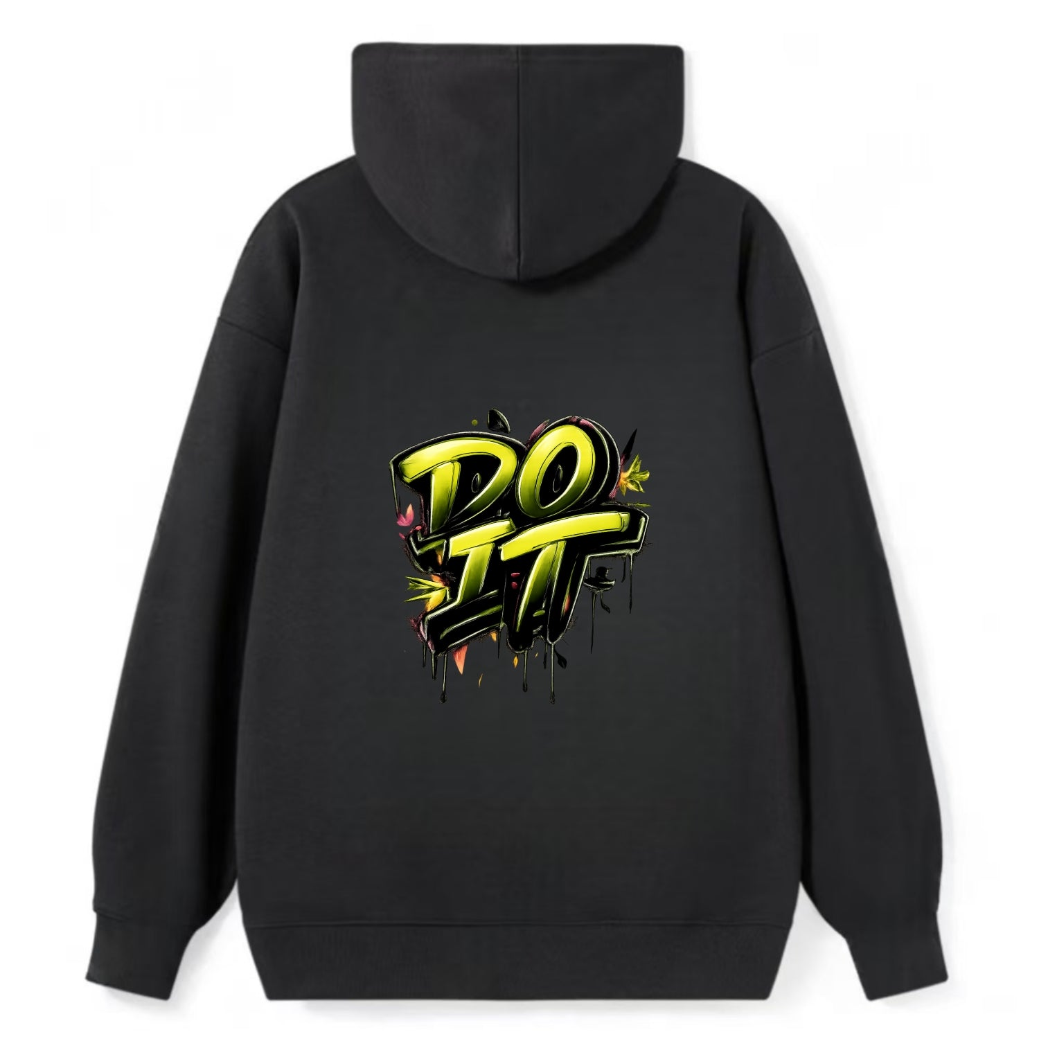 Bold typography design - "DO IT" - just do it, stop waiting - Classic Pullover Hoodie - Black