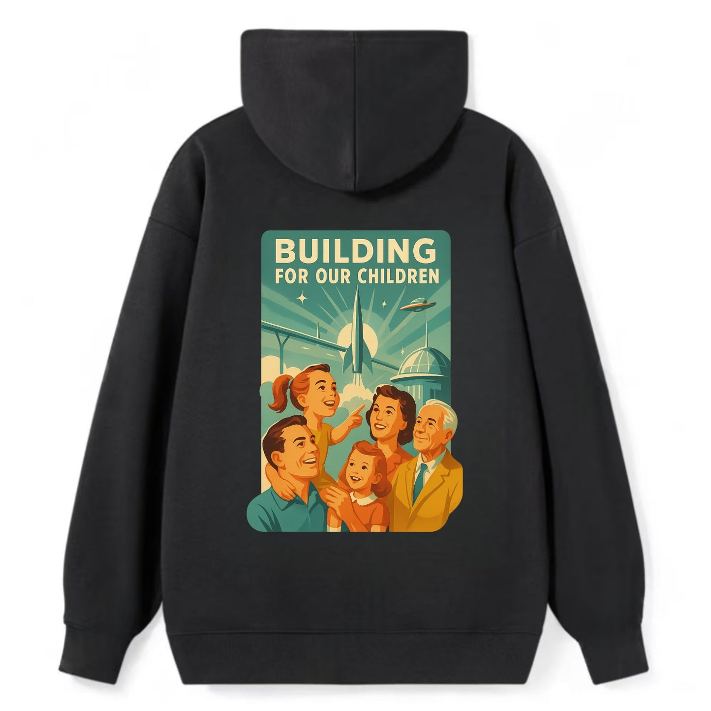 Multiple generations celebrating progress together - "Building for Our - Classic Pullover Hoodie - Black