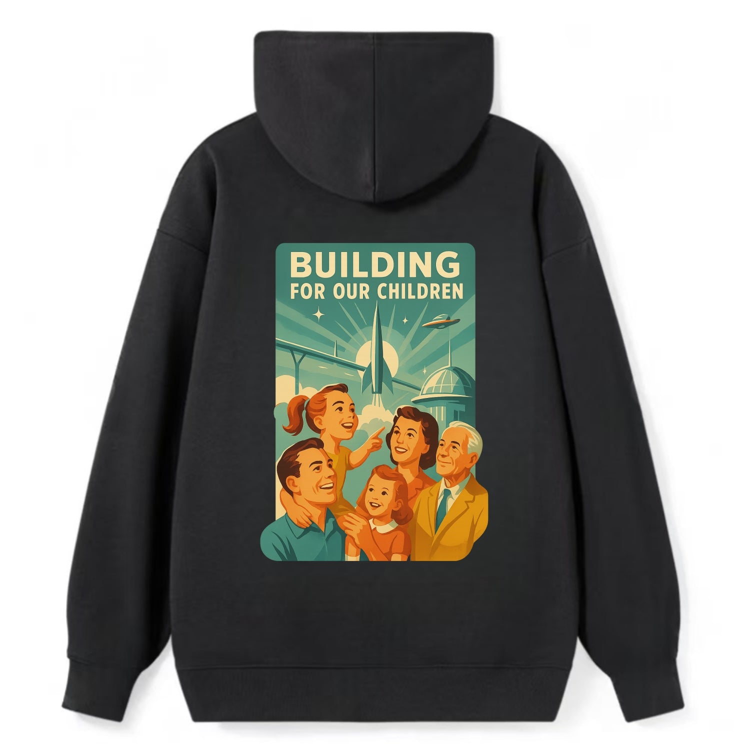 Multiple generations celebrating progress together - "Building for Our - Classic Pullover Hoodie - Black