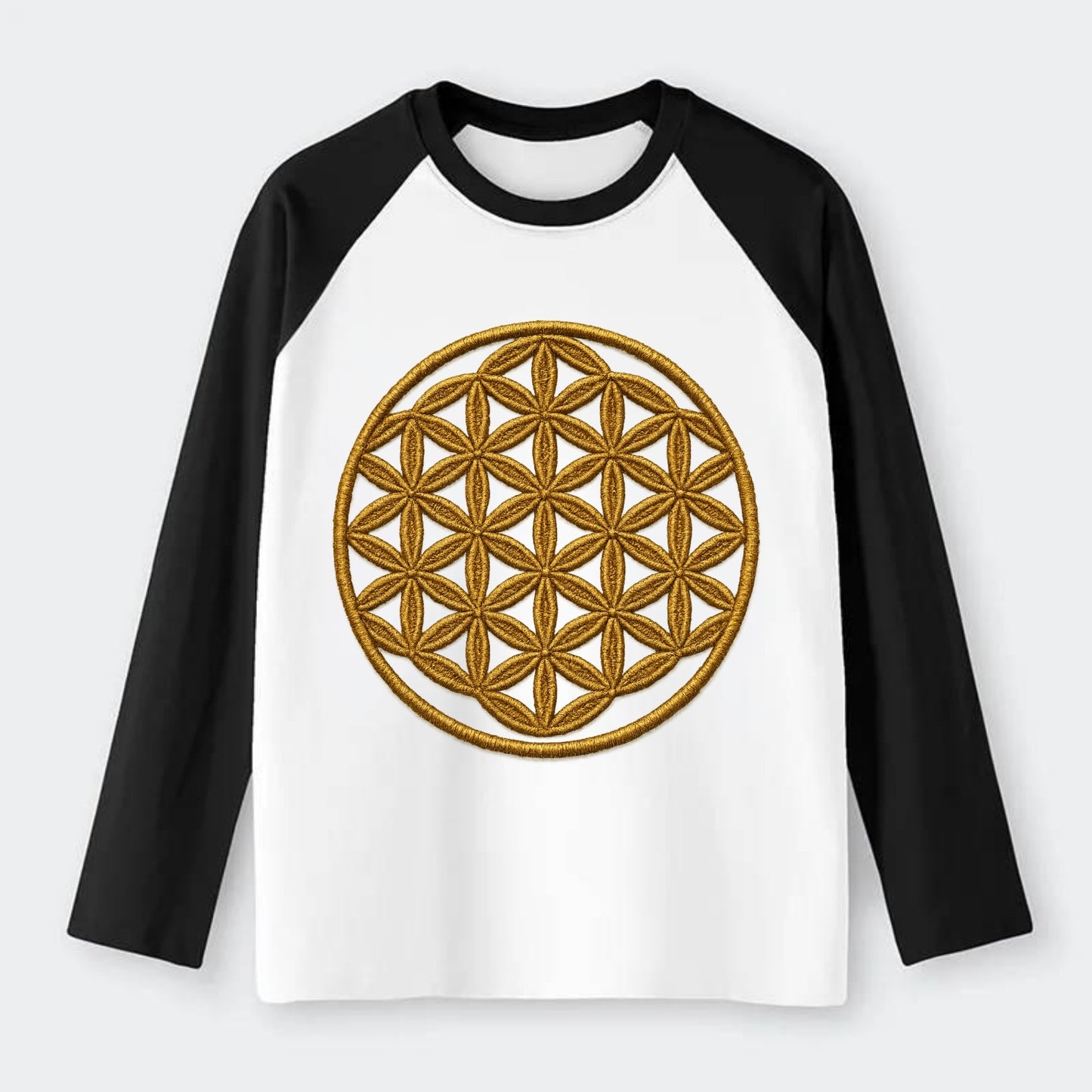 Flower of Life  - Raglan Long Sleeve T-Shirt - Black