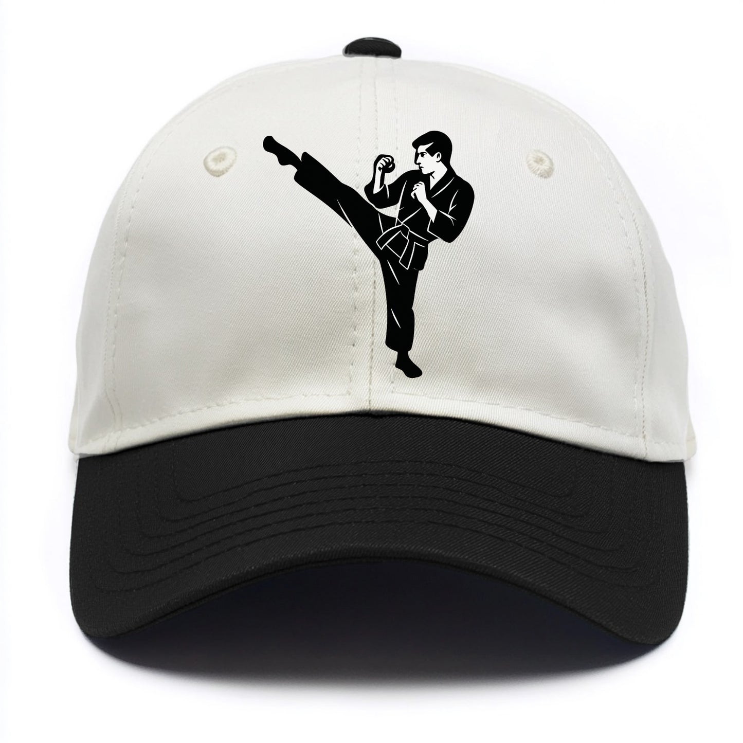 Martial artist performing a high kick - Two Tone Cap - Black