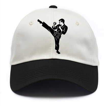 Martial artist performing a high kick - Two Tone Cap - Black