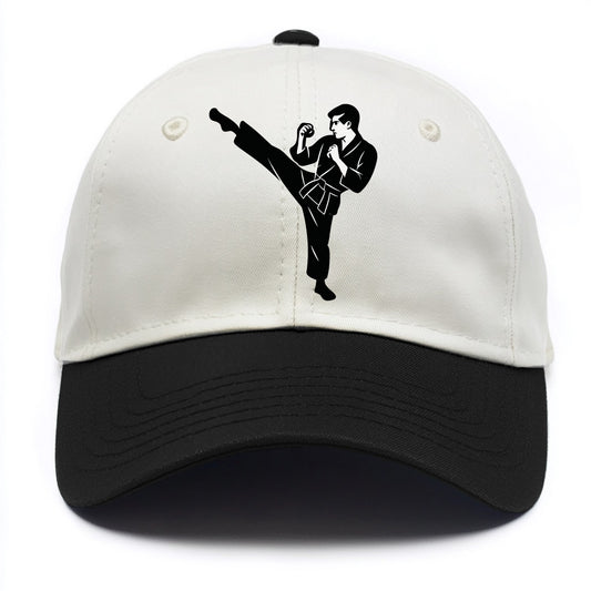 Martial artist performing a high kick - Two Tone Cap - Black