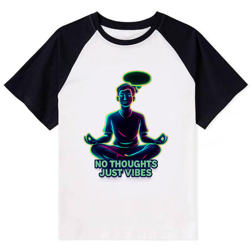 Peaceful floating figure with empty thought bubble - no thoughts just - Contrast Raglan T-shirt