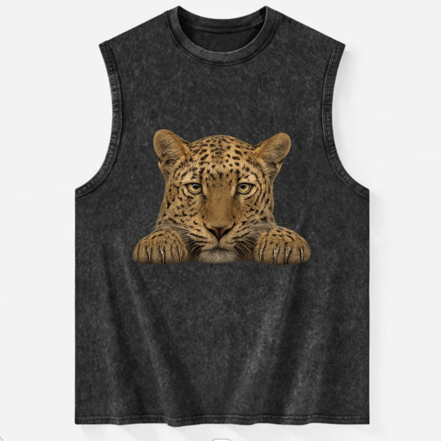 Leopard  - Vintage Washed Tank - Black