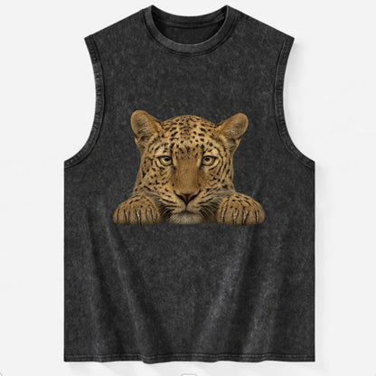 Leopard  - Vintage Washed Tank - Black