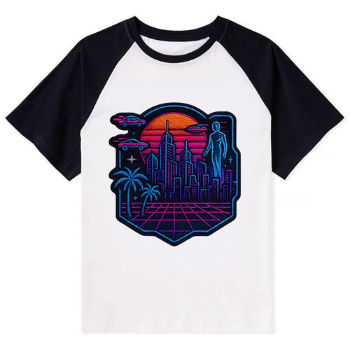 Cyberpunk City - Contrast Raglan T-shirt