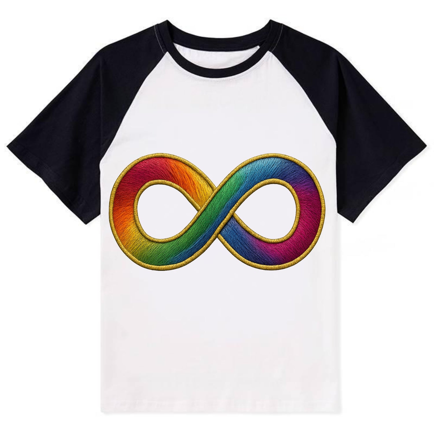 Infinity Symbol  - Contrast Raglan T-shirt - Black