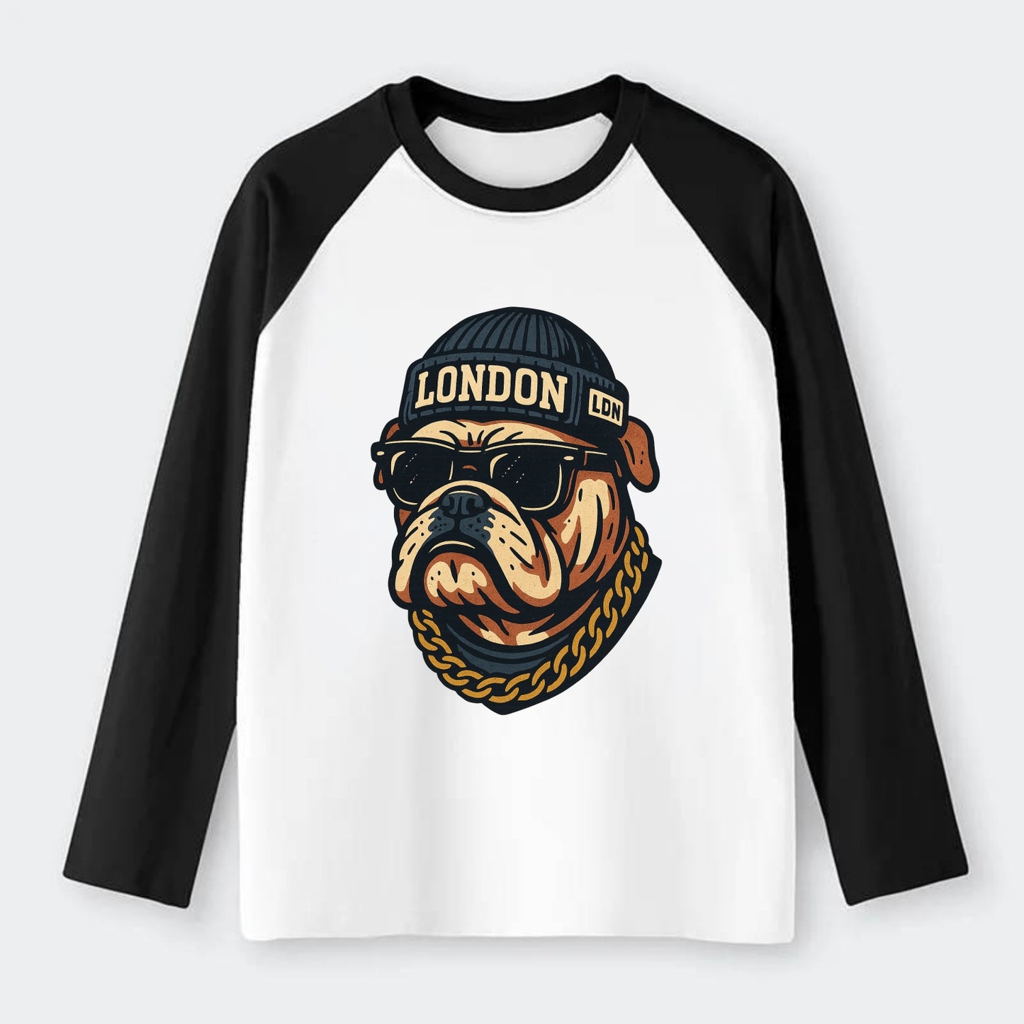 London Bulldog - Raglan Long Sleeve T-Shirt - Black