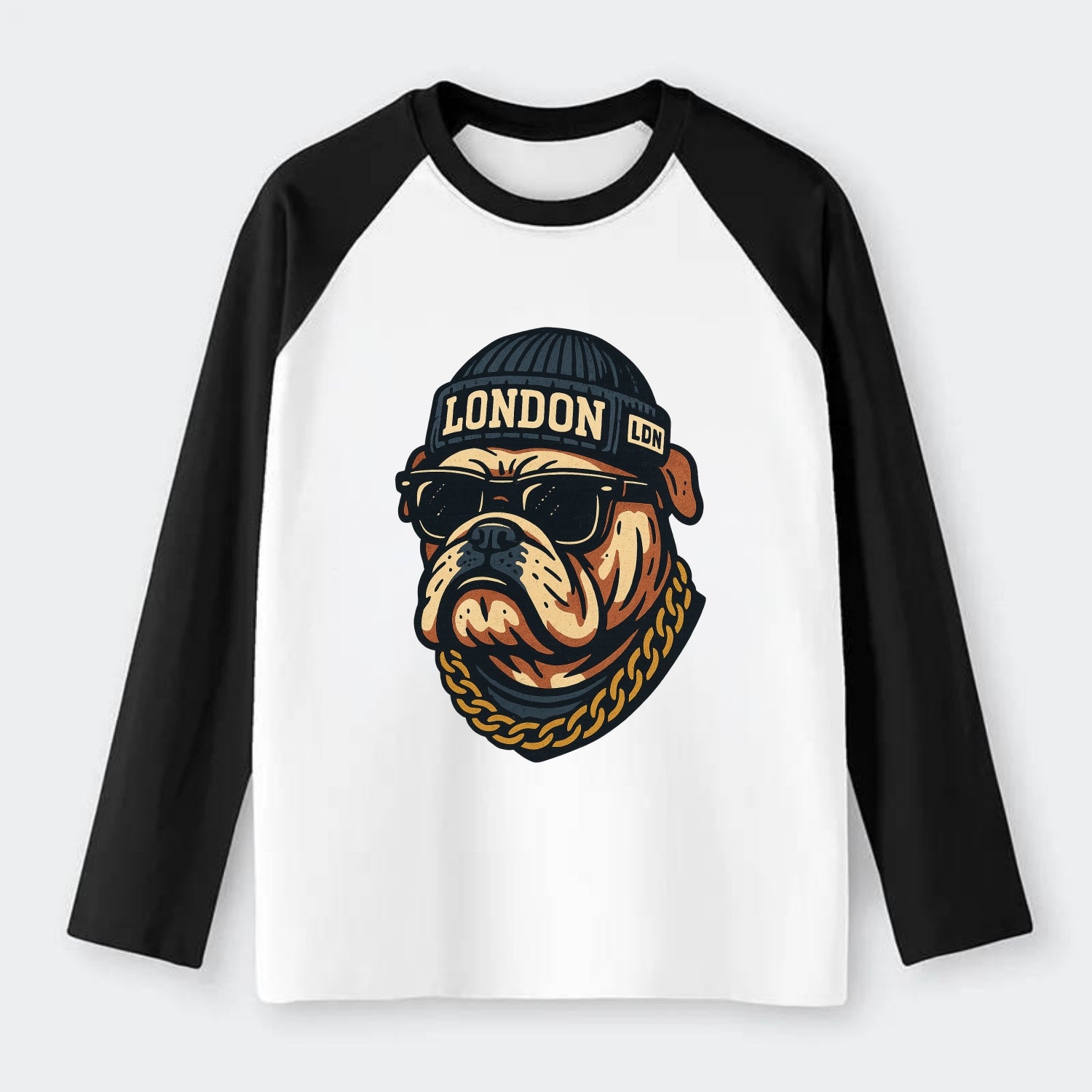 London Bulldog - Raglan Long Sleeve T-Shirt - Black