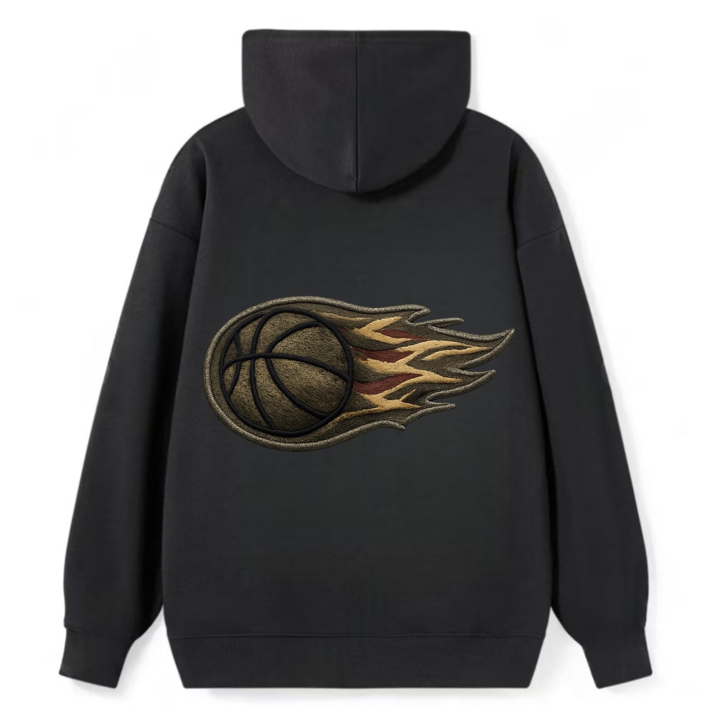 BASKETBALL FLAMING BALL - basketball with flames in orange and red , - Classic Pullover Hoodie - Black