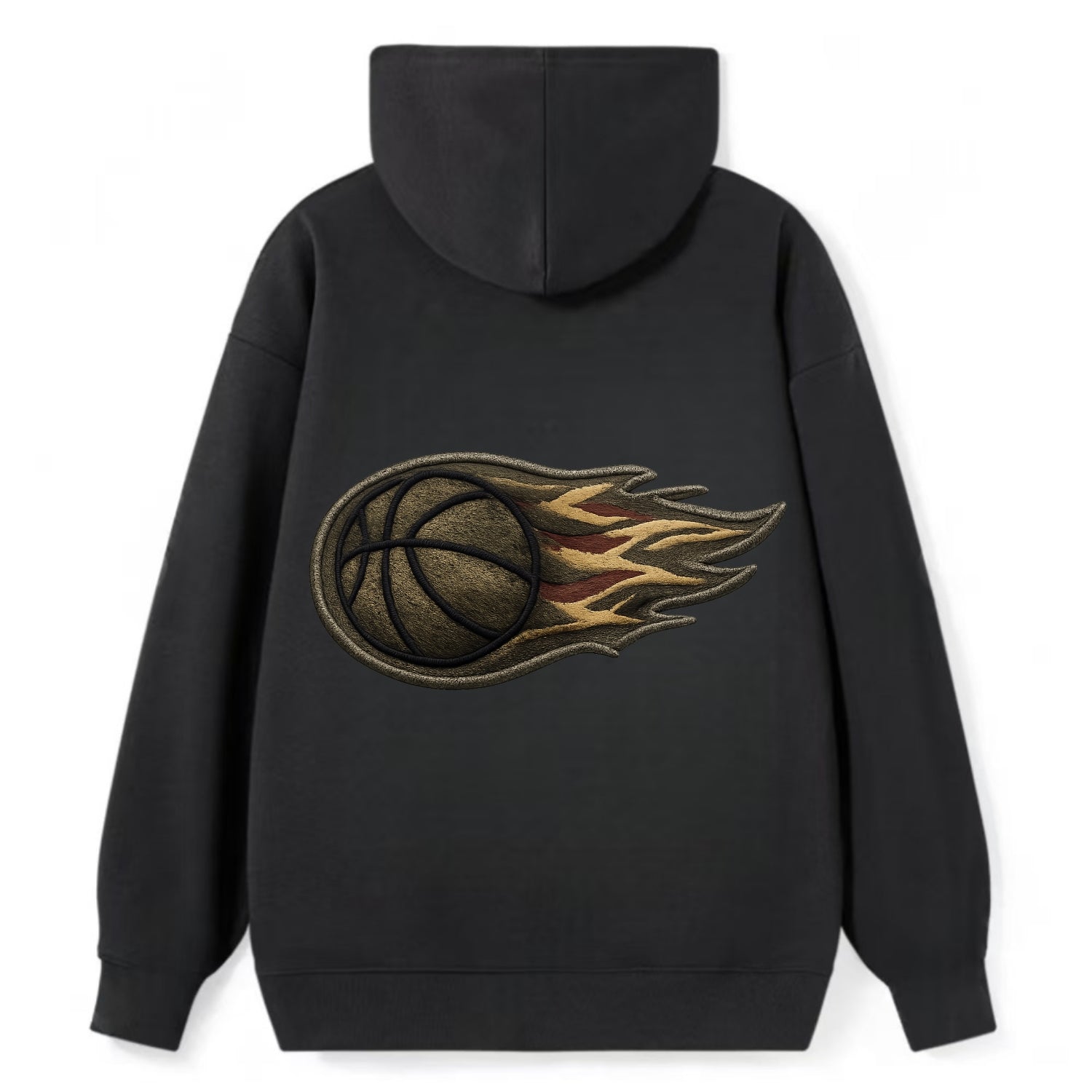 BASKETBALL FLAMING BALL - basketball with flames in orange and red , - Classic Pullover Hoodie - Black