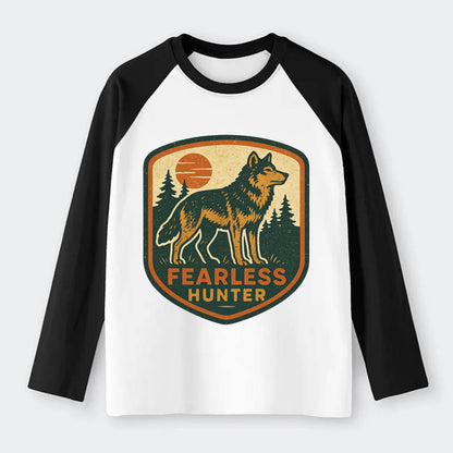 Fearless Hunter  - Raglan Long Sleeve T-Shirt - Black