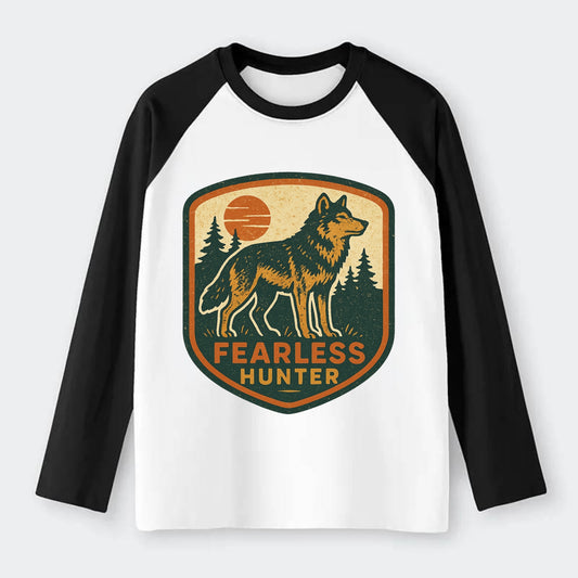 Fearless Hunter  - Raglan Long Sleeve T-Shirt - Black