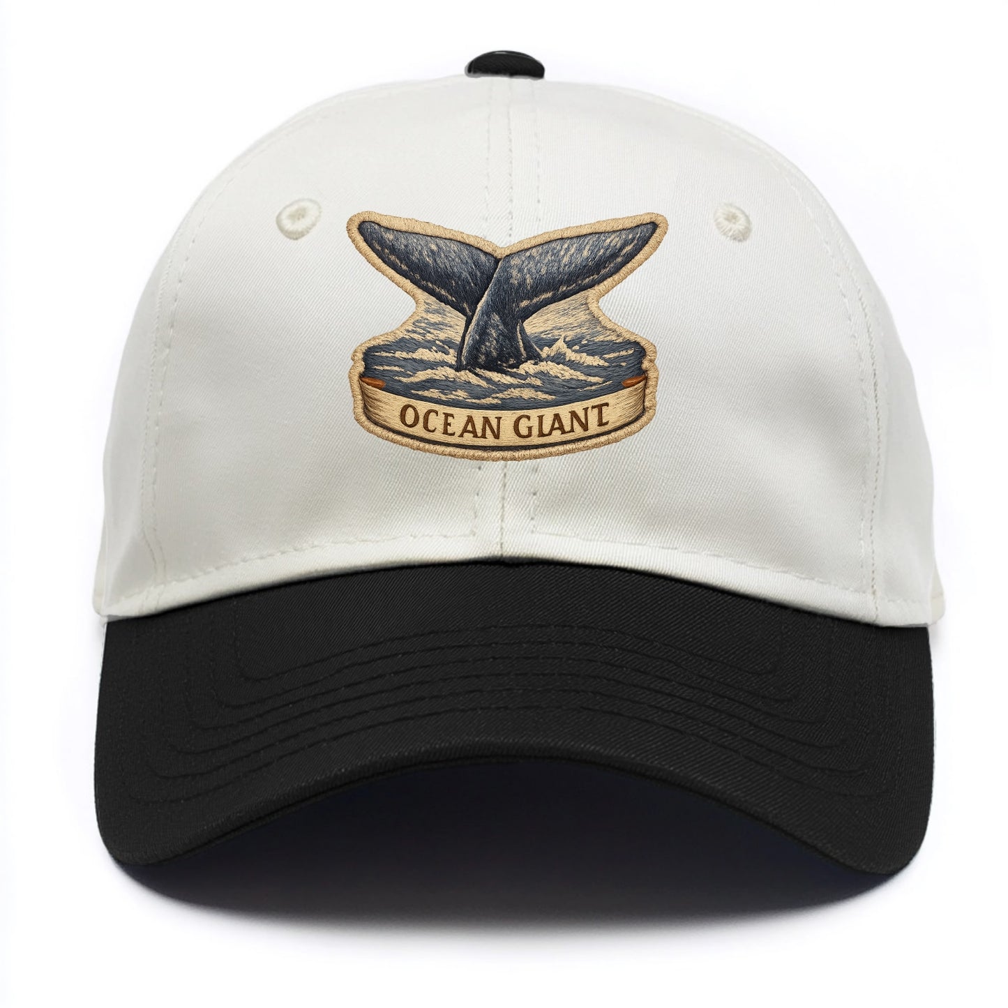 WHALE TAIL - diving whale in blue and gray , ocean giant - Two Tone Cap - Black