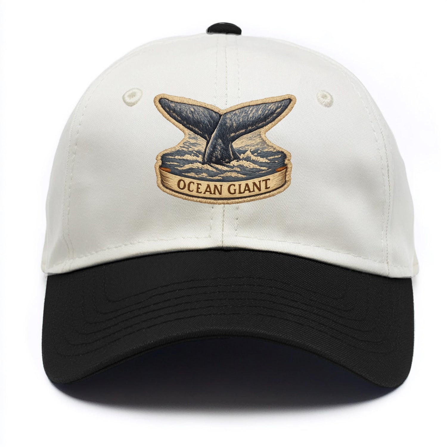 WHALE TAIL - diving whale in blue and gray , ocean giant - Two Tone Cap - Black
