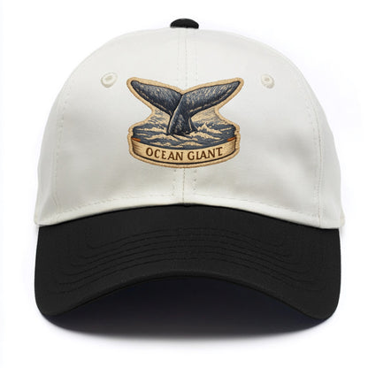 WHALE TAIL - diving whale in blue and gray , ocean giant - Two Tone Cap - Black