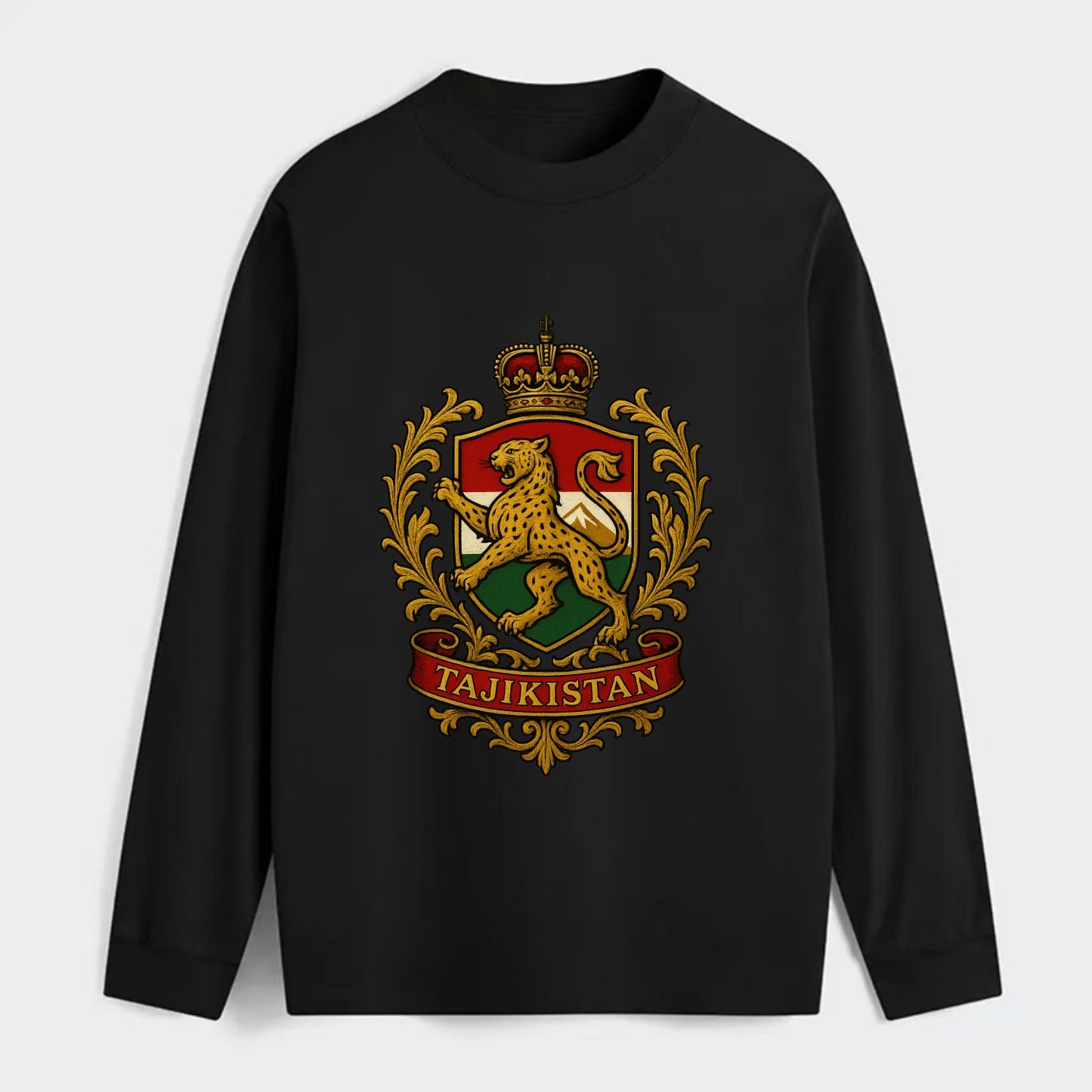 Tajikistan Heritage Badge - Classic Long Sleeve Shirt - Black