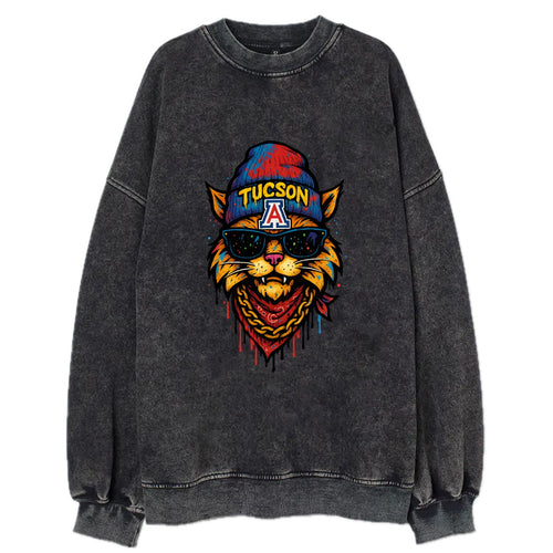 Tucson Wildcat wearing Arizona beanie with A patch - Vintage Sweatshirt