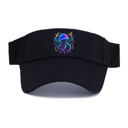 Jellyfish conducting a glow orchestra using coral batons in deep ocean concert hall - Visor - Black