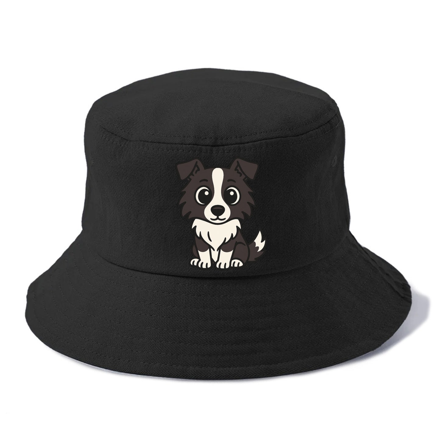 Border Collie - Intense stare sitting pose - Bucket Hat - Black