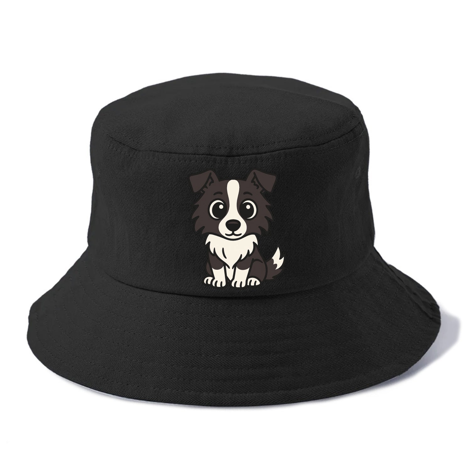 Border Collie - Intense stare sitting pose - Bucket Hat - Black